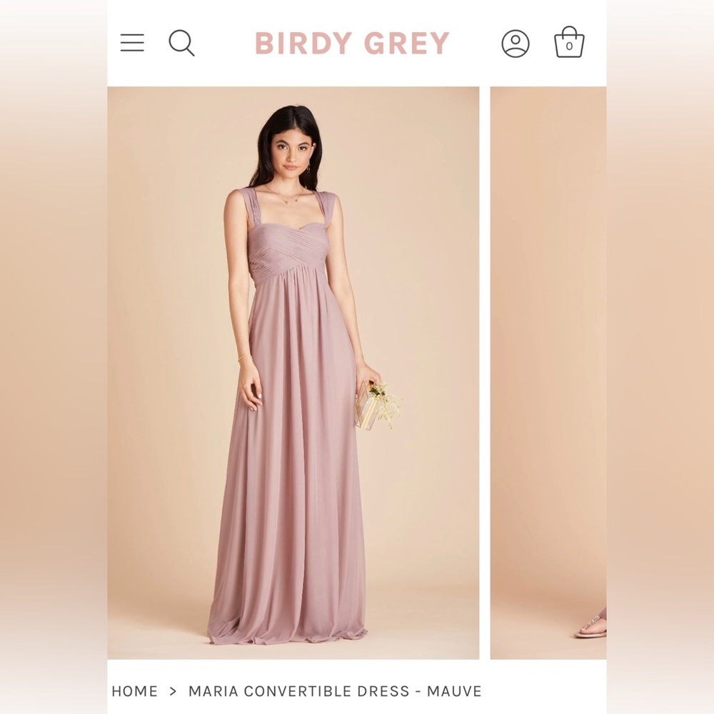 Birdy grey rose quartz wedding guest/bridesmaid dress